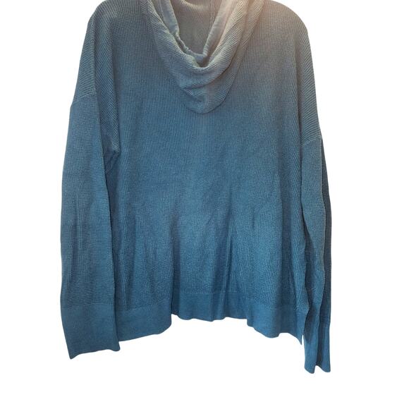 Michael Michael Kors Dark Teal Waffle Hooded Front Pocket Sweater M/L - Picture 4 of 5